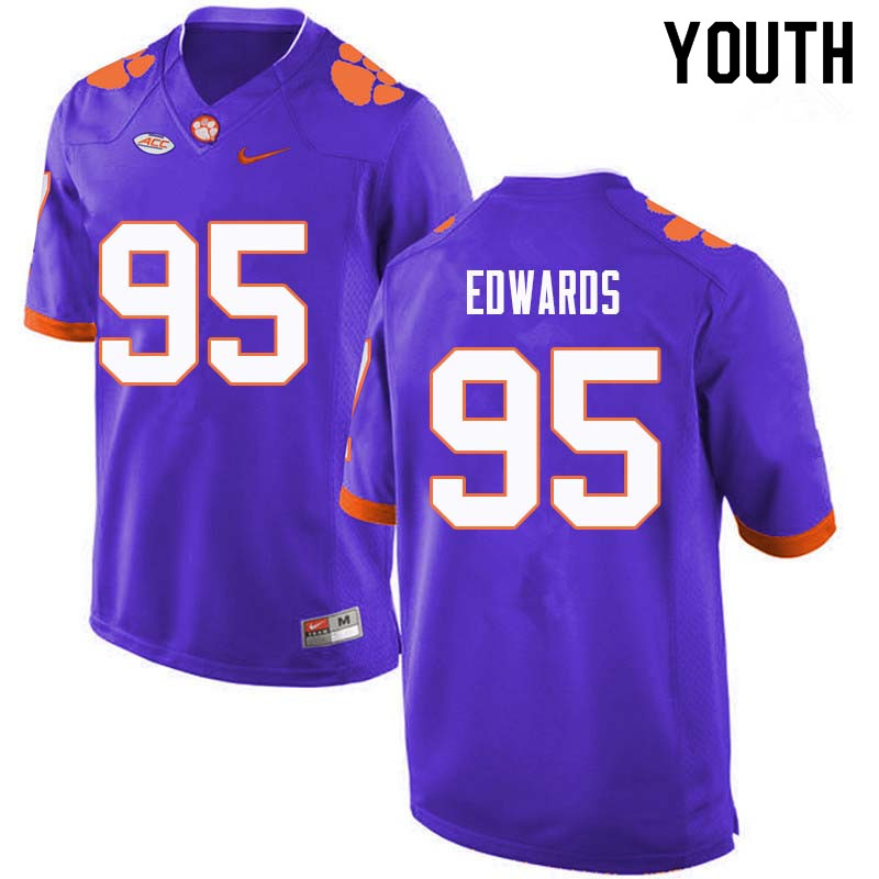 Youth #95 James Edwards Clemson Tigers College Football Jerseys Sale-Purple